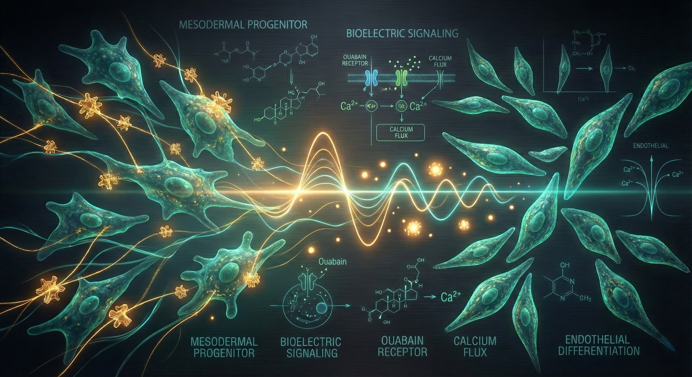 Fluorescence microscopy showing calcium dynamics in mesodermal cells